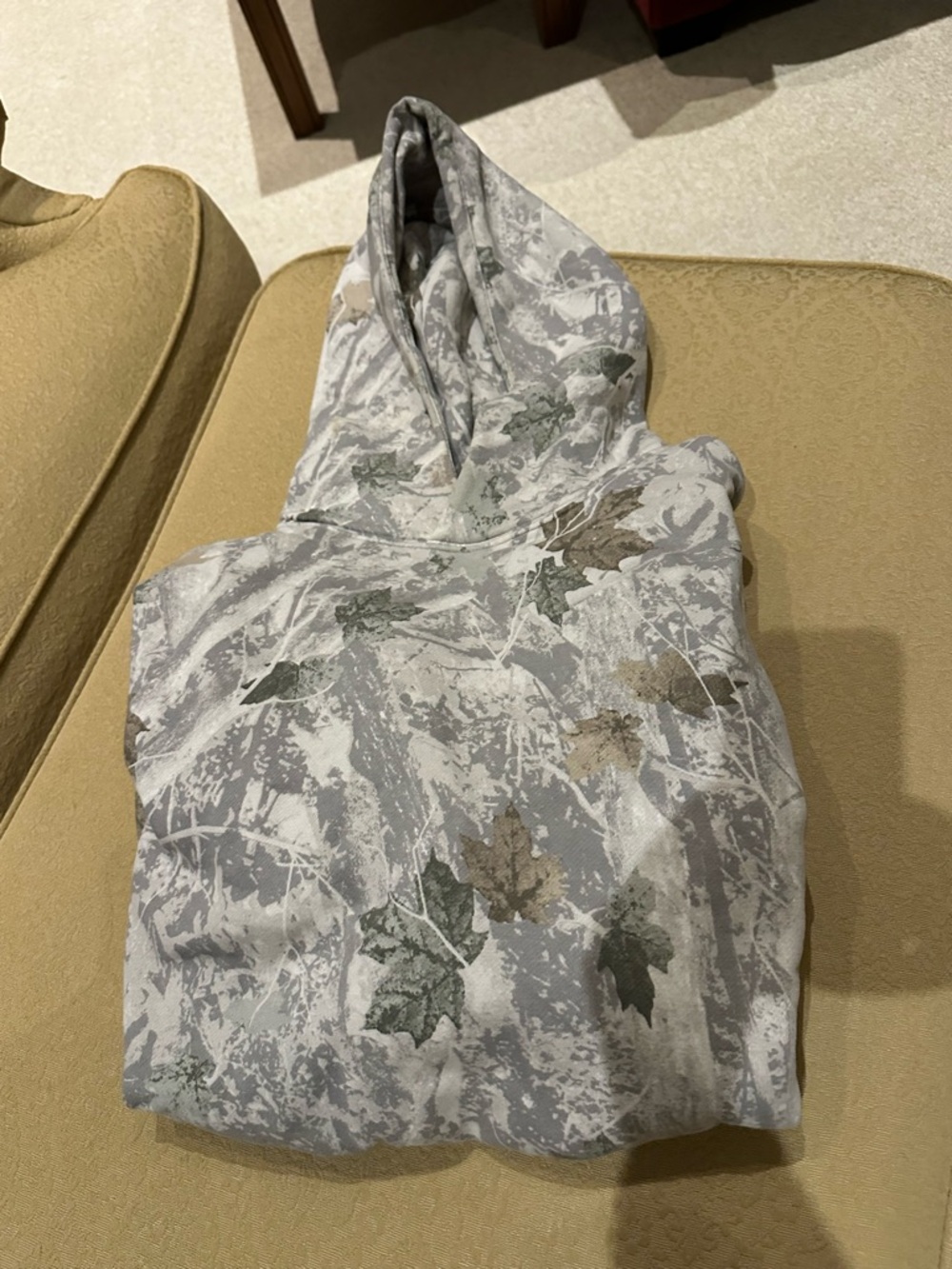 Abercrombie Leaf Print Hooded Pullover - Gray/Green Camouflage medium tall